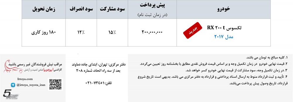 شرایط فروش تویوتا 5